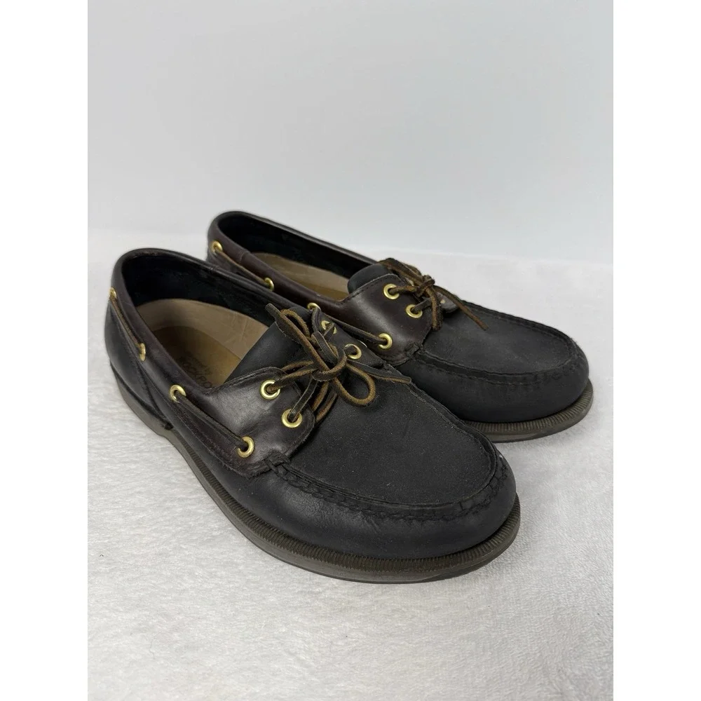 Rockport Brown Leather Boat‎ Shoes Lace-Up Moc Toe Comfort Men's 8.5 W